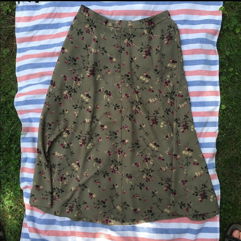 Green Floral Maxi Skirt
